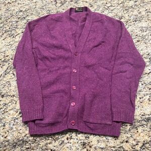 Vintage Gaeltarra Shetland Wool Cardigan Sweater Purple Ireland Womens 38